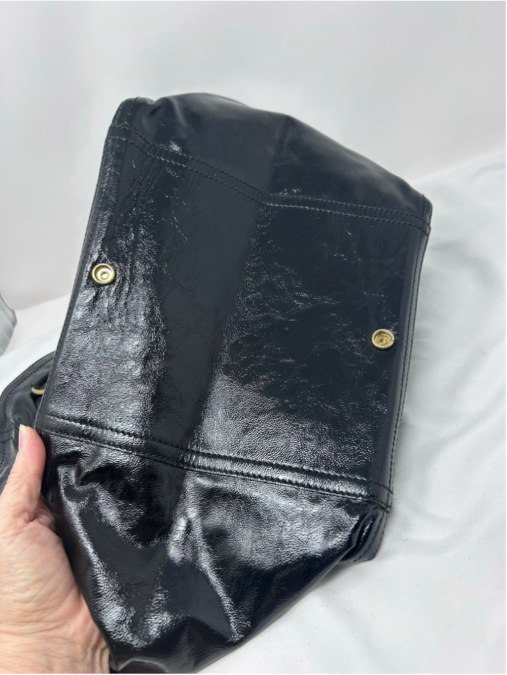YSL Downtown Tote Black Patent Leather Large Shoulder Bag Gold Hardware - Picture 7 of 16
